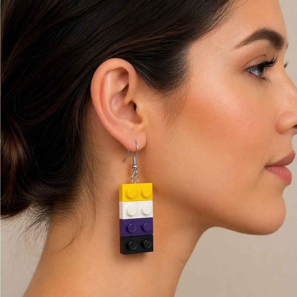 Handcrafted Artisan Lego Color Block Earrings